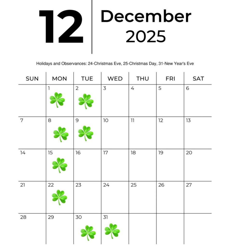 １２月の定休日